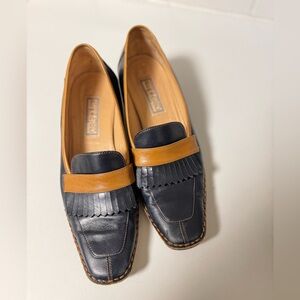 Quercioli artisan navy and Tan Leather women’s Loafers